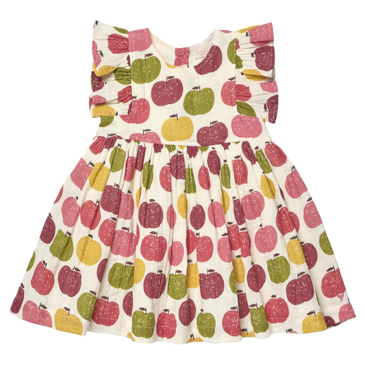 PINK CHICKEN - GIRLS PUFF SLEEVE STEVIE - PINK DELICIOUS APPLES