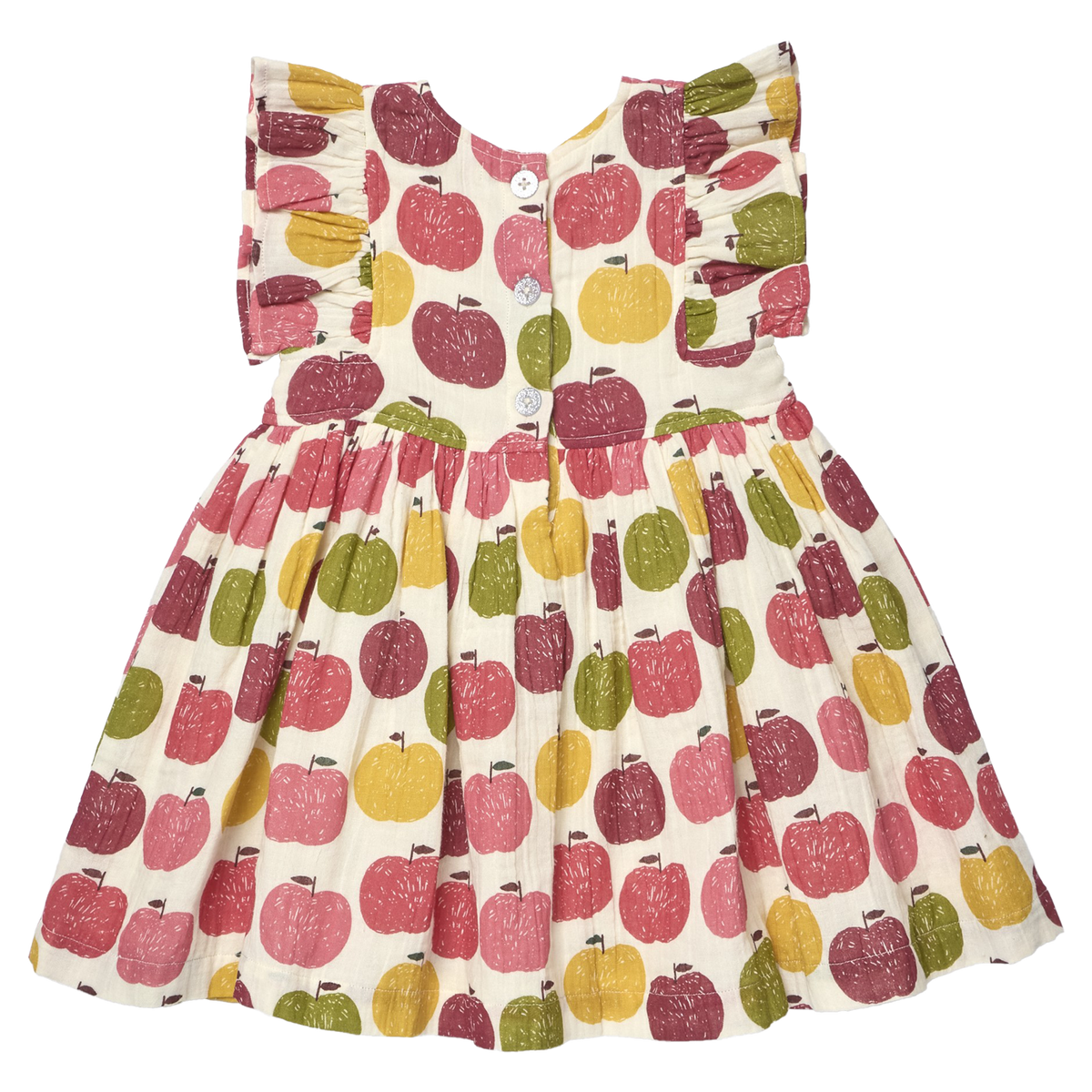 PINK CHICKEN - GIRLS PUFF SLEEVE STEVIE - PINK DELICIOUS APPLES