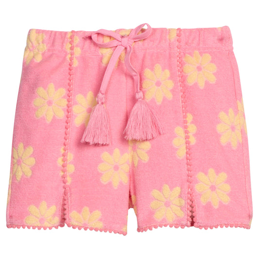 BISBY - BG - POM POM TERRY SHORTS - PINK FLORAL TERRY