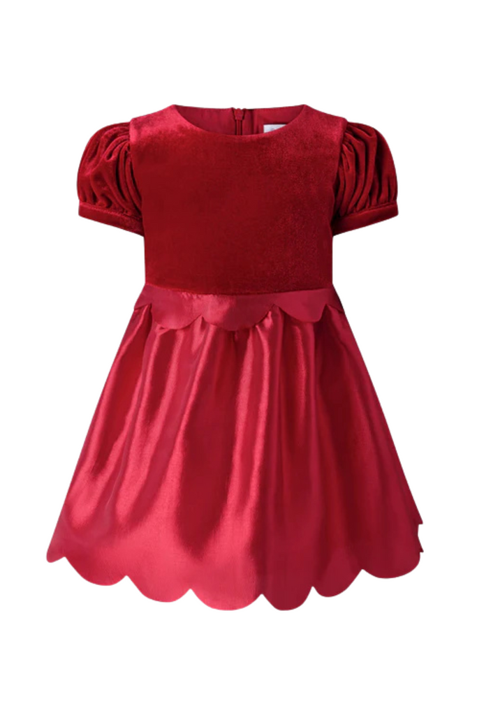 Rachel Riley - Red Taffeta Scalloped Dress