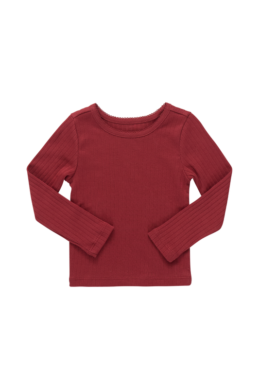 Pink Chicken - TG - Seesaw Long Sleeve Rib T-shirt- Dark Red