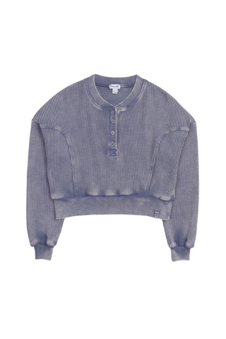 Splendid - Ash Navy Thermal Henley Sweatshirt