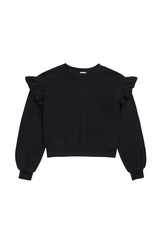 Splendid - BG- Supersoft Ruffle Sweatshirt - Black