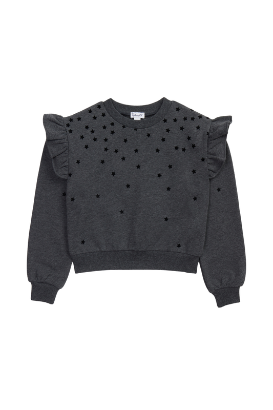 Splendid -BG- Luna Love Ruffle Sweatshirt-Grey