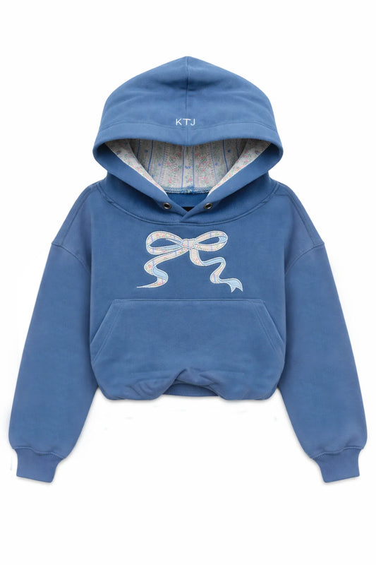 KATIE J NYC - BG - TWEEN RYAN BUBBLE HOODIE - DENIM BLUE/VINTAGE FLORAL