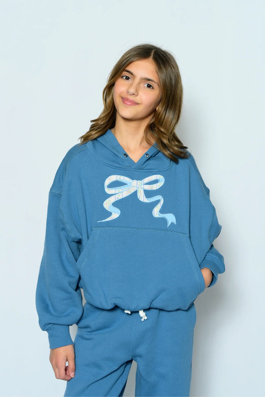 KATIE J NYC - BG - TWEEN RYAN BUBBLE HOODIE - DENIM BLUE/VINTAGE FLORAL