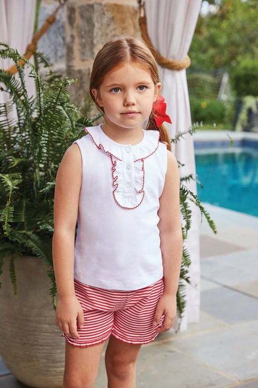 LITTLE ENGLISH - TG - RUFFLED HENLEY - RED