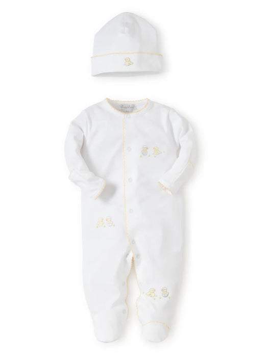 KISSY KISSY - BBY - HATCHLINGS FOOTIE & HAT SET - WHITE/SILVER