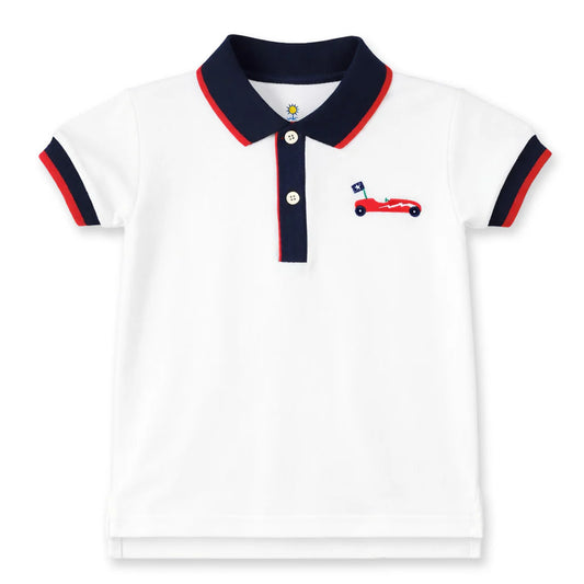 FLORENCE EISEMAN - TB - KNIT POLO WITH DERBY CAR  - WHITE