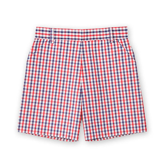 FLORENCE EISEMAN - TB - PLAID SEERSUCKER SHORT  - RED/NAVY