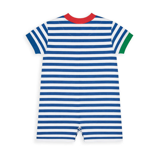 FLORENCE EISEMAN - BBY - STRIPE KNIT SHORTALL WITH SAILBOAT  - BLUE