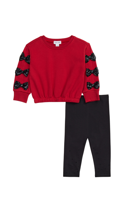 Splendid - TG - Shiny Bow Sweatshirt Set -Red/ Black Bow