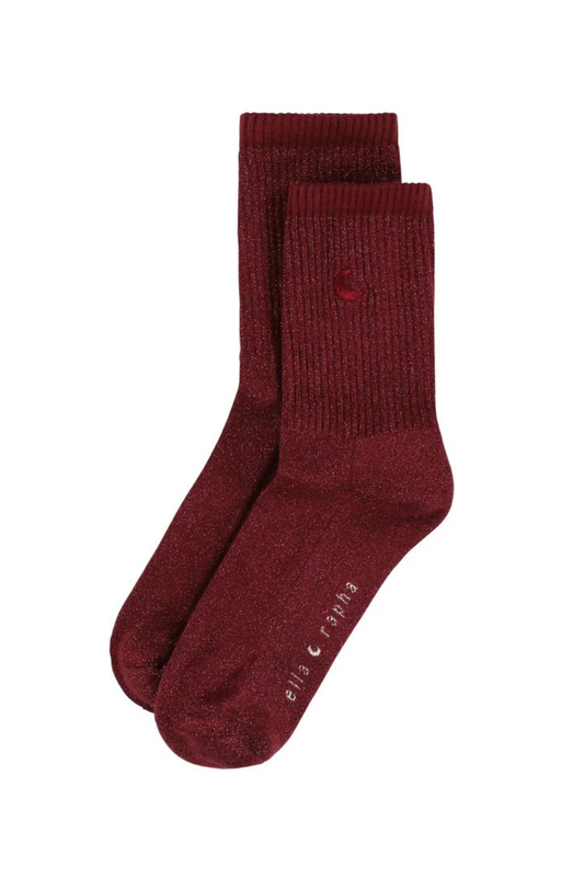 ELLA AND RAPHA - ACC - MOON KIDS GLITTER SOCKS - BURGUNDY
