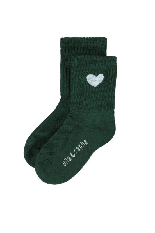 ELLA AND RAPHA - ACC - HEART SOCKS KIDS - DEEP GREEN