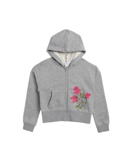 SPLENDID - BG - GIRLS ROSE ZIP UP HOODIE - GREY