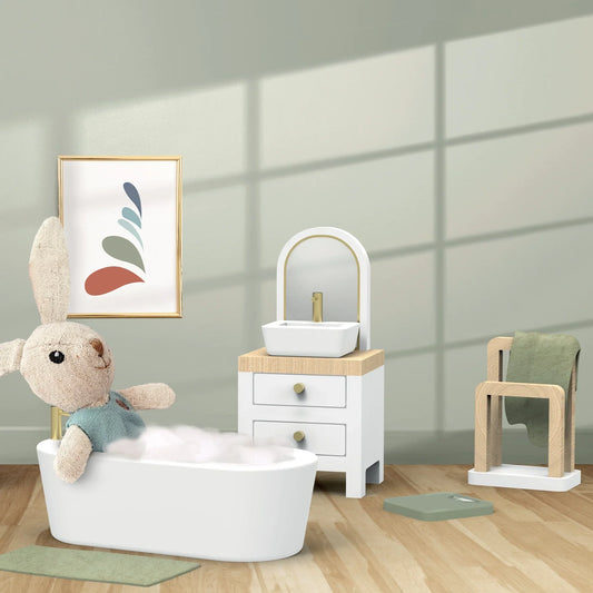 SPEEDY MONKEY - T&B - DOLL HOUSE BATHROOM SET INCL. 1 CHARACTER