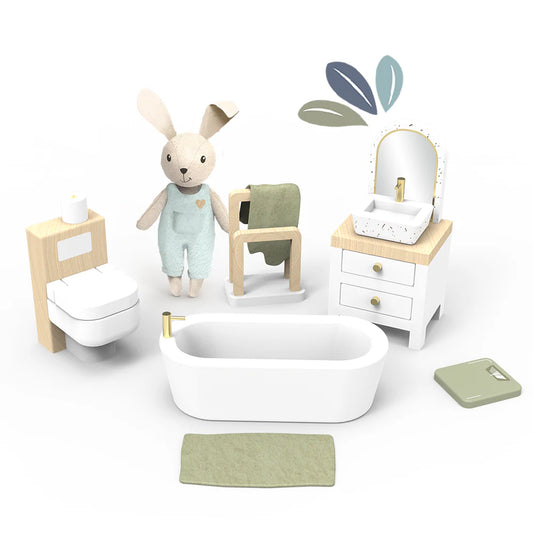 SPEEDY MONKEY - T&B - DOLL HOUSE BATHROOM SET INCL. 1 CHARACTER