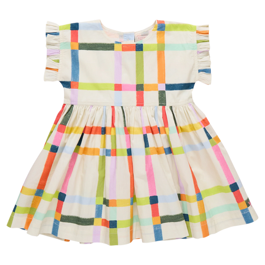 PINK CHICKEN - BG - GIRLS ADALINE DRESS - MULTI TATTERSALL