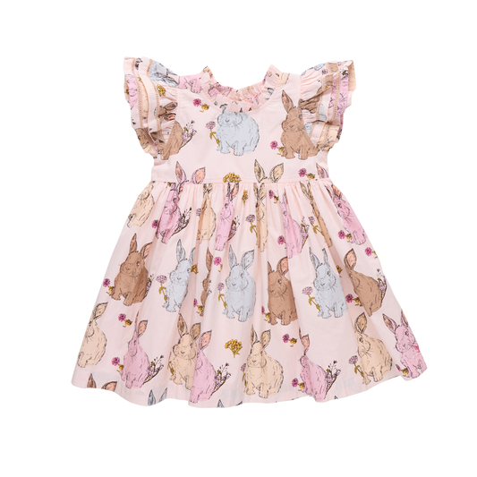 PINK CHICKEN - TG - GIRLS JENNIFER DOUBLE RUFFLE DRESS - VINTAGE BUNNIES