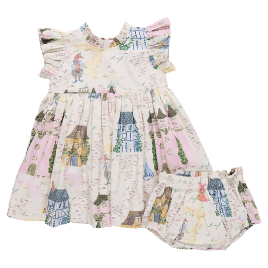 PINK CHICKEN - BBY - BABY GIRLS JENNIFER DRESS SET - WHIMSICAL CASTLE