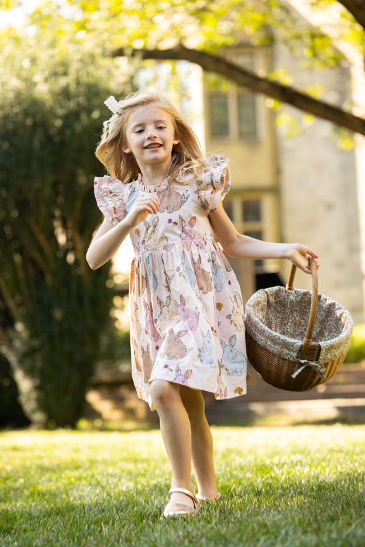 PINK CHICKEN - TG - GIRLS JENNIFER DOUBLE RUFFLE DRESS - VINTAGE BUNNIES