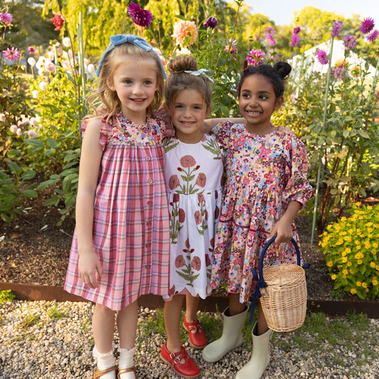 PINK CHICKEN - TG - GIRLS MARIBELLE DRESS - BURGUNDY SKETCHED FLORAL