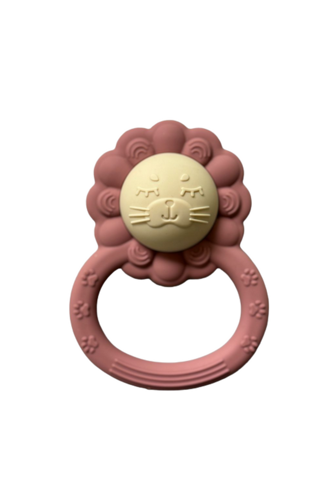Silicone Lion Rattle - Dusty Rose