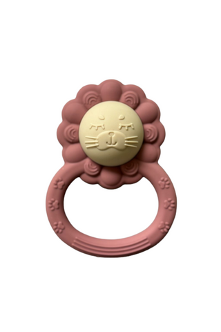Silicone Lion Rattle - Dusty Rose