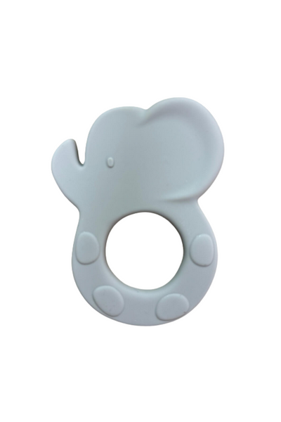 All Silicone Elephant Teething Ring - Light Gray