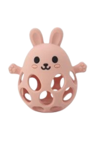 3D Silicone Funny Bunny Teether - Pink