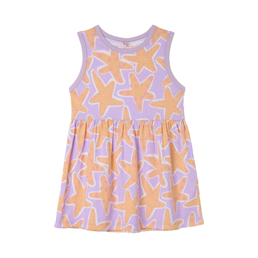 STELLA MCCARTNEY KIDS - TG - GIRL SLEEVELESS STARFISH PRINT JERSEY DRESS - PURPLE