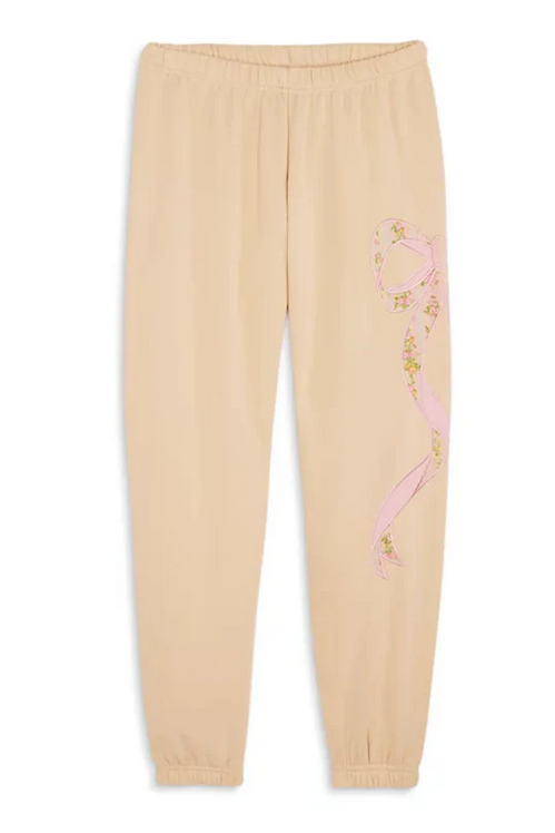 Katie J - BG - Dylan Bow Applique Sweatpant - Taupe/Floral
