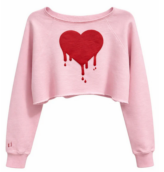 KATIE J NYC - BG - SHANE VDAY OFF SHOULDER CROP SWEATSHIRT