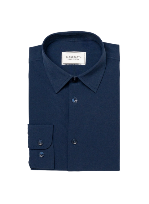 ISAAC MIZRAHI - BB - FOUR WAY STRETCH SHIRT - NAVY