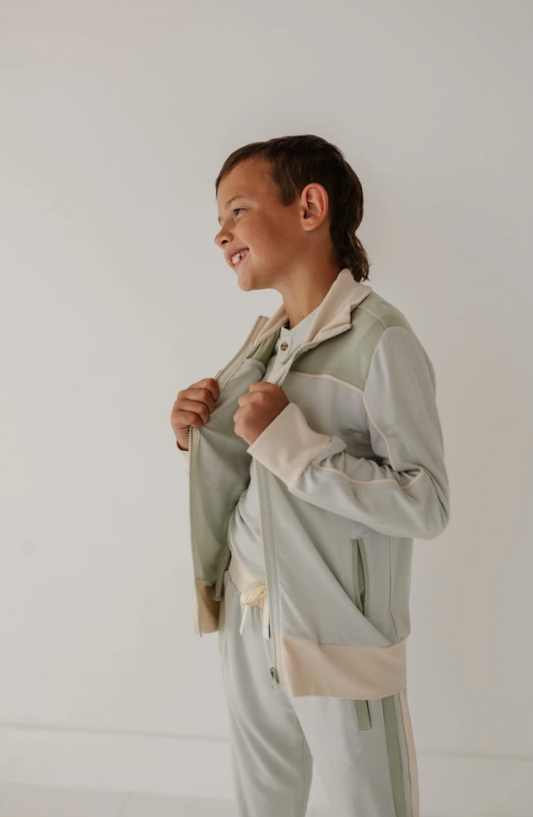 AVERY & ALEXANDER - BB - TRACK ZIP FRONT JACKET - SKY BLUE