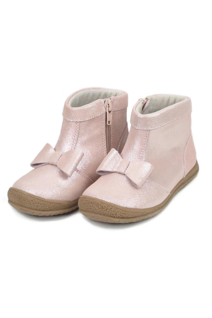 Bow Boot Pink Shimmer Suede
