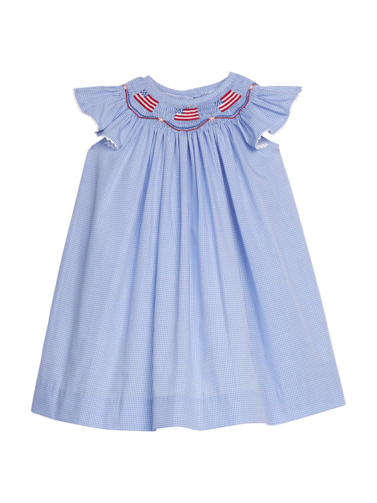 LITTLE ENGLISH - TG - SMOCKED BISHOP DRESS - FLAGS