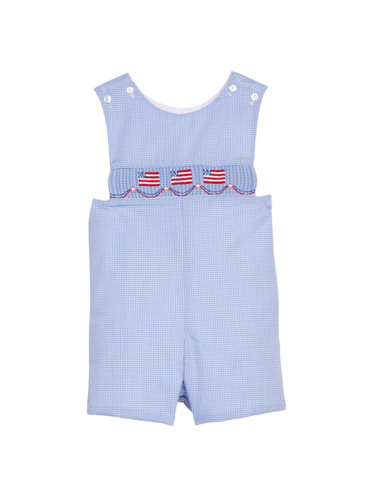 LITTLE ENGLISH - BBY - SMOCKED SHORTALL - FLAGS