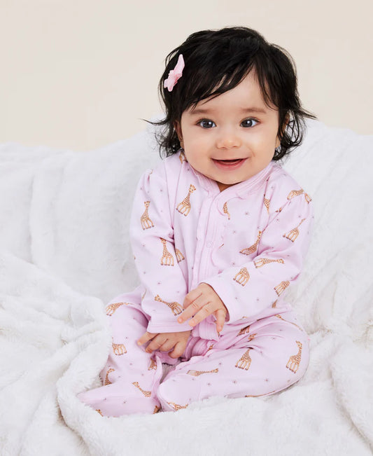 KISSY KISSY - BBY - SOPHIE LA GIRAFE PRINT FOOTIE - PINK