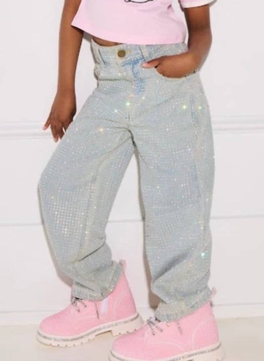 LOLA AND THE BOYS - TG - SPARKLE CRYSTAL DENIM JEANS - DENIM