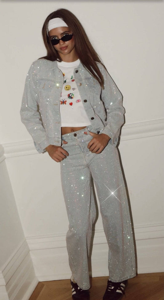 LOLA AND THE BOYS - TG - SPARKLE CRYSTAL DENIM JEANS - DENIM