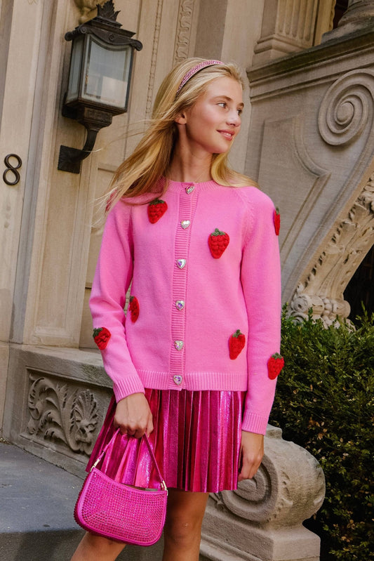 LOLA AND THE BOYS - TG - SWEET STRAWBERRY CARDIGAN - PINK