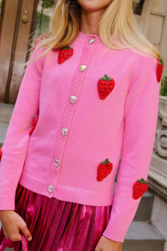 LOLA AND THE BOYS - TG - SWEET STRAWBERRY CARDIGAN - PINK