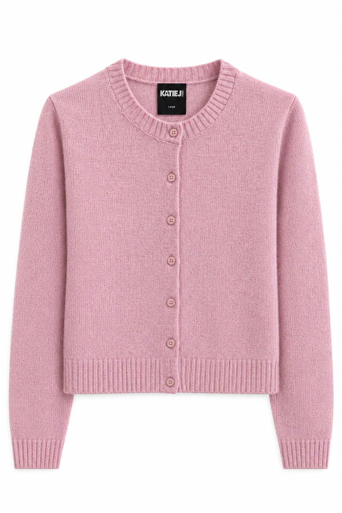 KATIE J NYC TAMERA CREW NECK CARDIGAN SWEATER DUSTY MAUVE