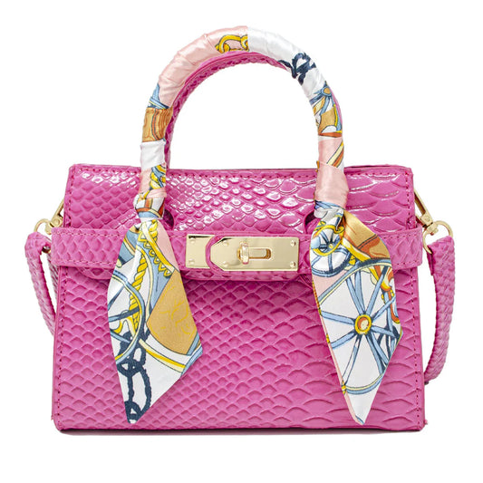 ZOMI GEMS - ACC - CROCODILE SCARF HANDBAG - HOT PINK