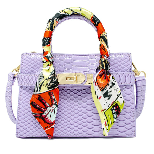ZOMI GEMS - ACC - CROCODILE SCARF HANDBAG - LAVENDER