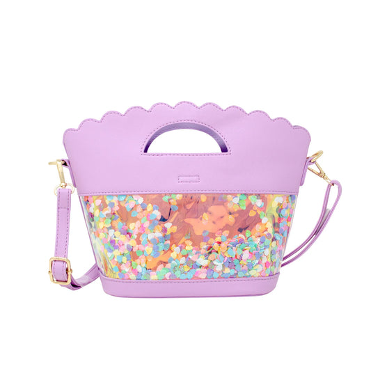 ZOMI GEMS - ACC - GIRL'S LITTLE MERMAID CONFETTI SEASHELL TOTE BAG - PURPLE