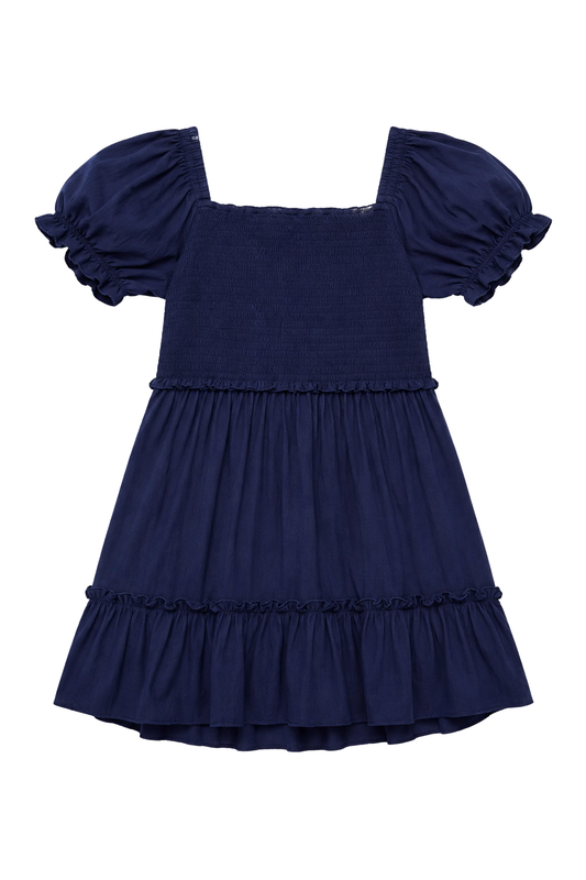 Katie J - BG - TWEEN MOLLY SOLID SHORT SLEEVE DRESS - EVENING BLUE