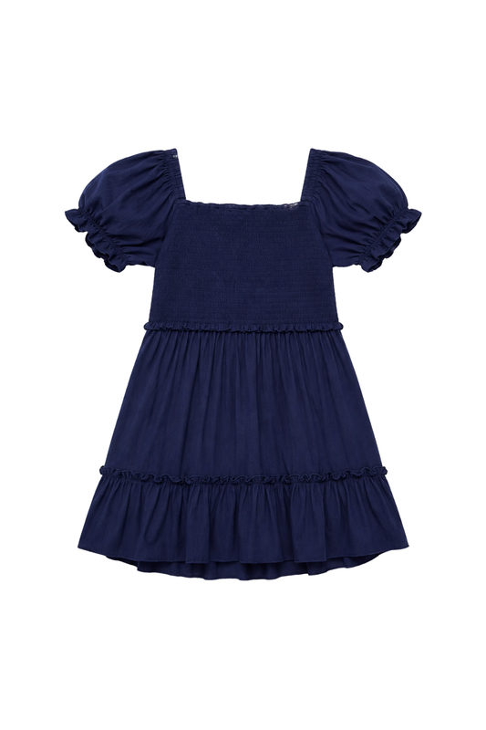 Katie J - BG - TWEEN MOLLY SOLID SHORT SLEEVE DRESS - EVENING BLUE