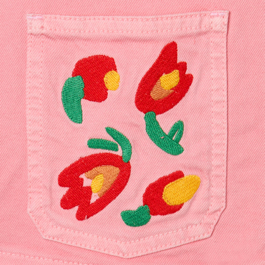 STELLA MCCARTNEY KIDS - TG - GIRL GABARDINE JACKET WITH FLOWERS EMBRO - PINK